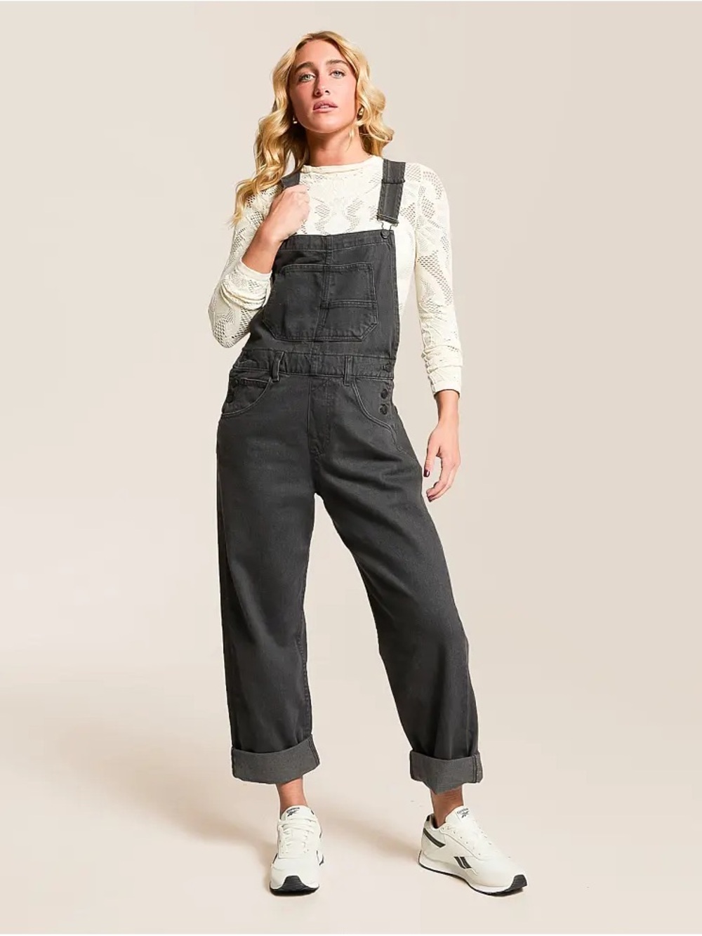 We the Free Ziggy Washed Black Denim Overalls
